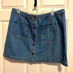 Denim button front skirt